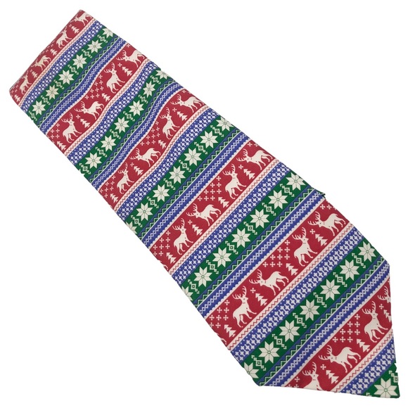 Christmas Deer Reindeer Ugly Festive Holiday Neck Tie - Picture 1 of 5